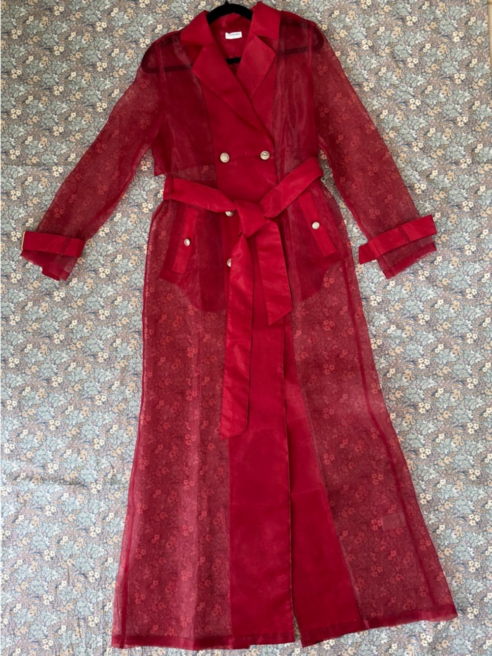 Lisa Maree Who's Watching Sheer Overcoat in Red